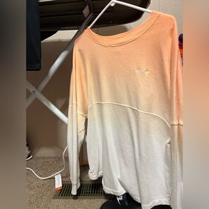 Pink ombré jersey top size Large peach and white